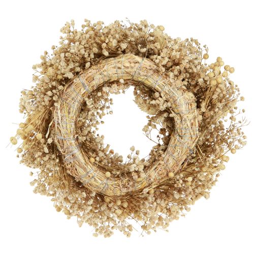 Article Couronne de fleurs sèches couronne décorative blanchie crème Ø25cm