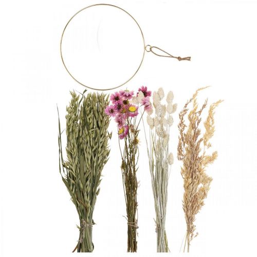 Floristik24 Anneau de fleurs séchées anneau rose boucle de fleurs séchées boîte DIY Ø20cm