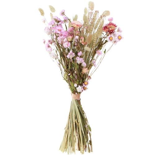 Article Bouquet de fleurs séchées Immortelles roses Lagurus Blé 55cm
