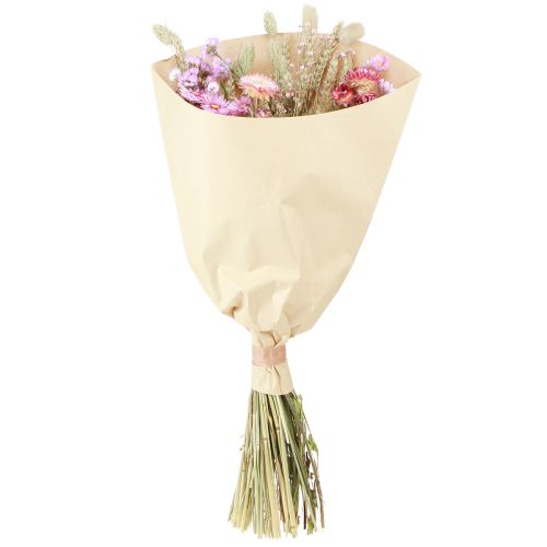 Article Bouquet de fleurs séchées Immortelles roses Lagurus Blé 55cm