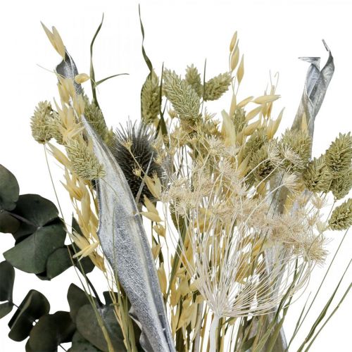 Floristik24 Bouquet de fleurs séchées chardon eucalyptus argent séché 64cm