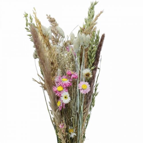 Floristik24 Bouquet de fleurs séchées herbe Phalaris paille fleurs rose 60cm 110g