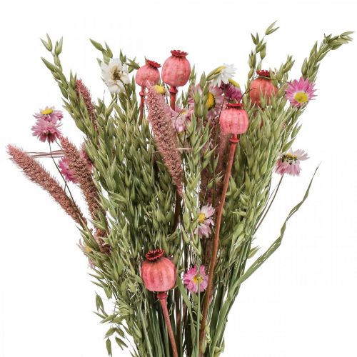 Floristik24 Bouquet séché Bouquet de fleurs des prés Rose H50cm 140g