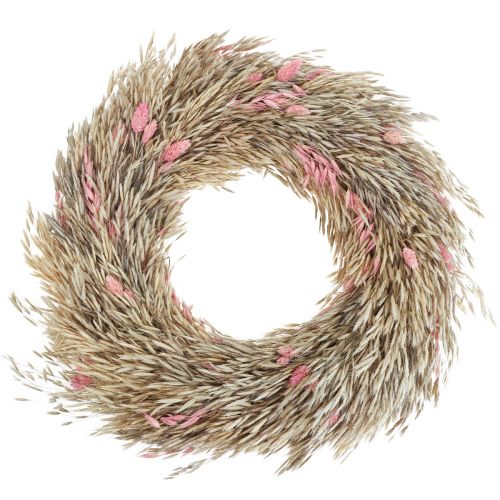 Couronne sèche avoine phalaris couronne rose naturel Ø44cm