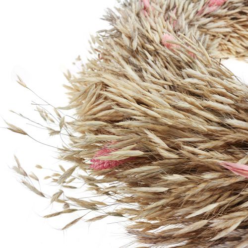 Couronne sèche avoine phalaris couronne rose naturel Ø44cm