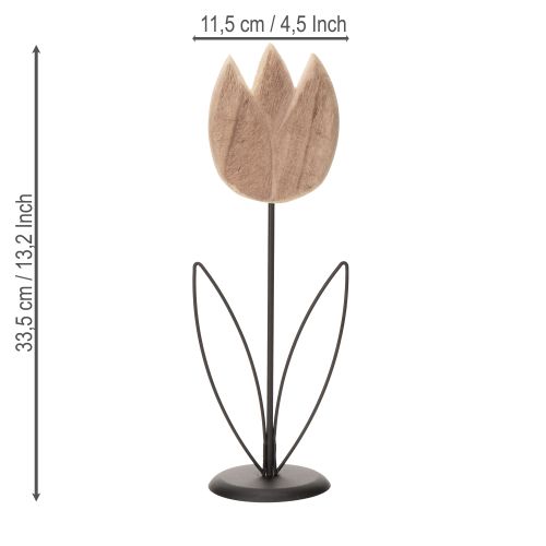 Article Tulipe décorative sur support pour une décoration intérieure élégante et intemporelle, 33,5 cm