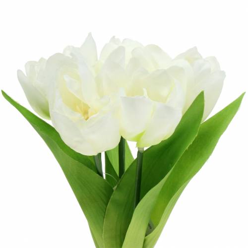 Décoration de printemps tulipes en bouquet blanc 26,5cm 5pcs