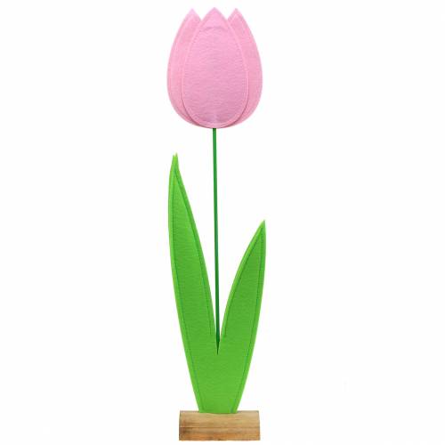 Décoration de vitrine fleur tulipe rose en feutre H88cm