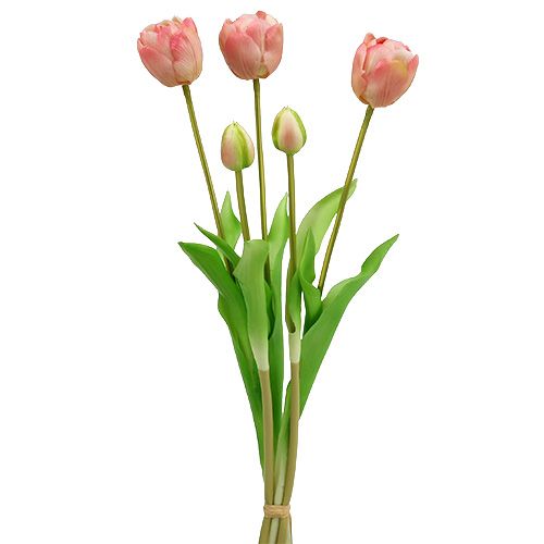 Floristik24 Bouquet de tulipes roses Real-Touch L43.5cm 5pcs