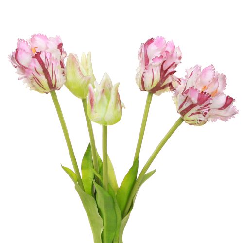 Article Tulipes artificielles tulipes perroquets bouquet violet avec 5 fleurs 40cm