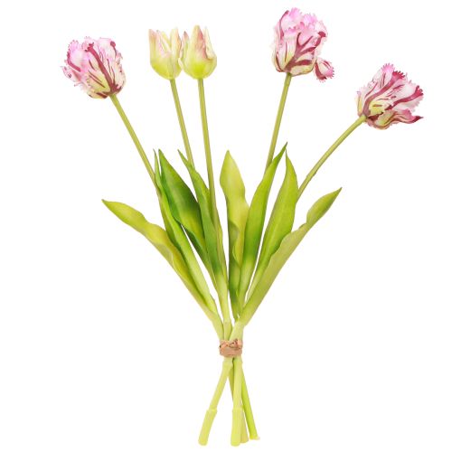 Article Tulipes artificielles tulipes perroquets bouquet violet avec 5 fleurs 40cm