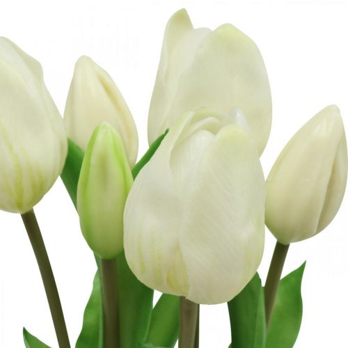 Article Tulipes artificielles Blanc Crème Real Touch 38cm 7 pcs