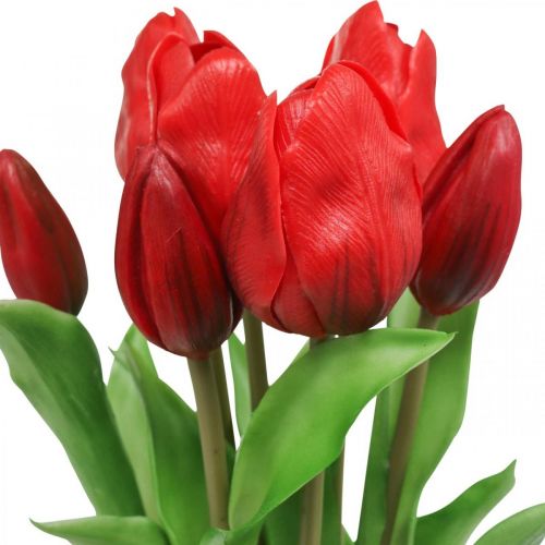 Floristik24 Tulipe rouge fleur artificielle décoration tulipe Real Touch 38cm lot de 7 pièces