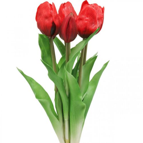 Floristik24 Tulipe rouge fleur artificielle décoration tulipe Real Touch 38cm lot de 7 pièces