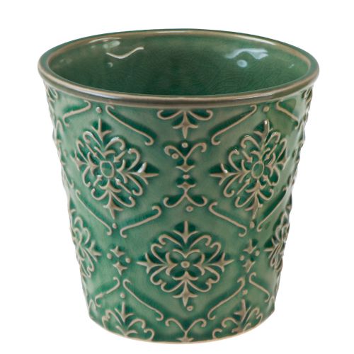 Floristik24 Jardinière céramique vernis craquelé vert Ø10cm H13cm 2pcs
