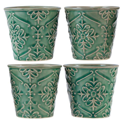 Floristik24 Jardinière céramique vernis craquelé vert Ø7cm H8cm 4pcs