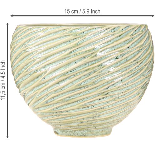 Article Jardinière décorative en céramique verte Ø15cm H11cm 2pcs