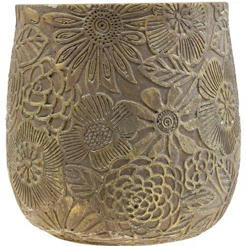 Article Jardinière fleurs dorées pot de fleurs en céramique Ø13.5cm H15cm