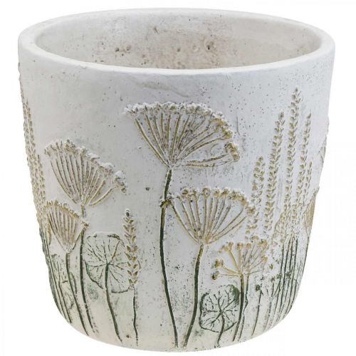 Article Jardinière Grand Pot De Fleurs Céramique Or Blanc Ø20.5cm H20cm