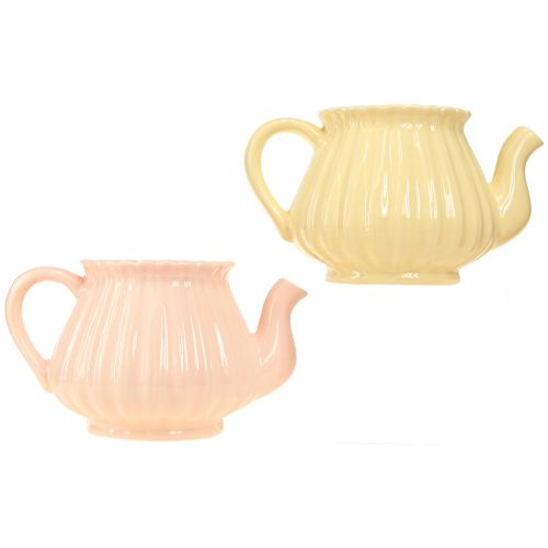 Article Jardinière théière décorative en céramique orange jaune 19,5×13,5×11cm 2 pcs