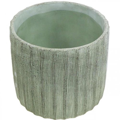 Floristik24 Jardinière Céramique Vert Rétro Rayé Ø19.5cm H17.5cm