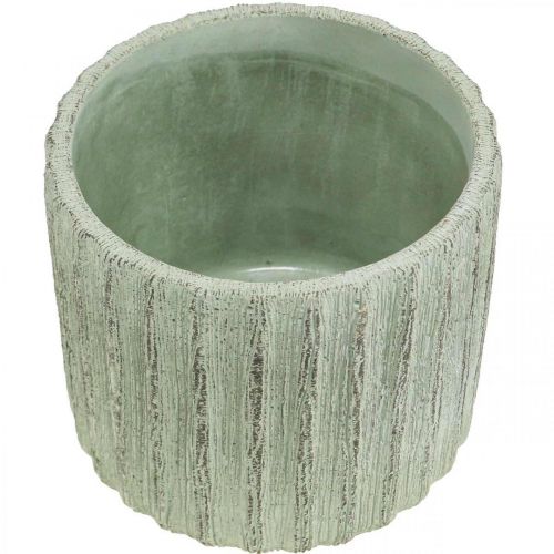 Floristik24 Jardinière Céramique Vert Rétro Rayé Ø12.5cm H11.5cm