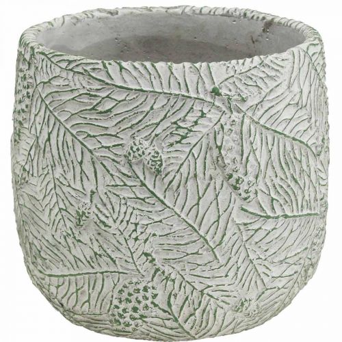 Article Jardinière en céramique vert blanc gris branches de sapin Ø12.5cm H12cm