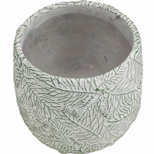 Article Jardinière en céramique vert blanc gris branches de sapin Ø12.5cm H12cm