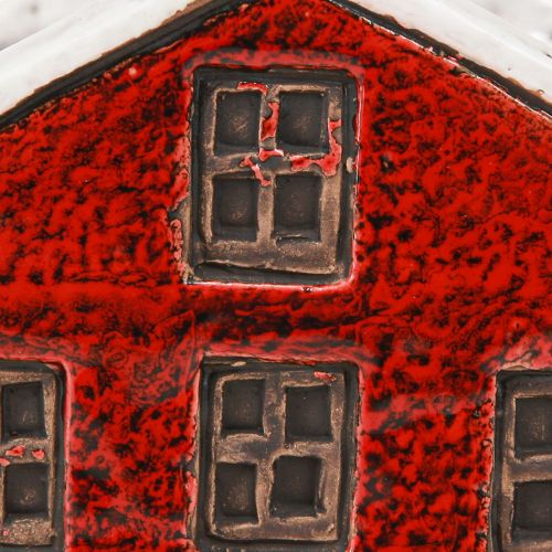Article Jardinière en céramique maison de l&#39;Avent rouge et blanc 10×10×12cm