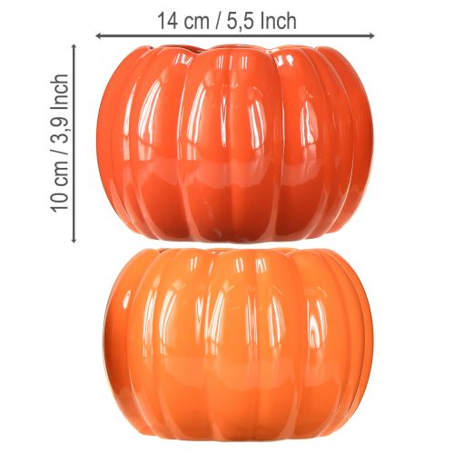 Article Jardinière en céramique citrouille orange assortie Ø14cm H10cm 2 pcs