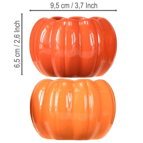 Article Pot de fleurs en céramique orange en forme de citrouille Ø9,5 cm H6,5 cm 4 pièces