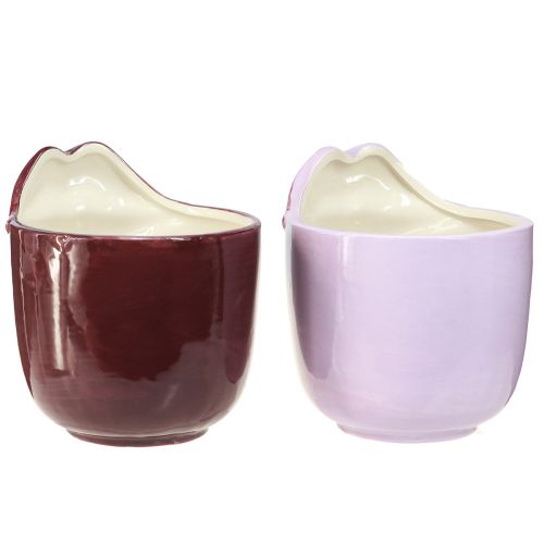 Floristik24 Jardinière Céramique Kissing Mouth Vase Rose Violet Ø14,5cm 2pcs