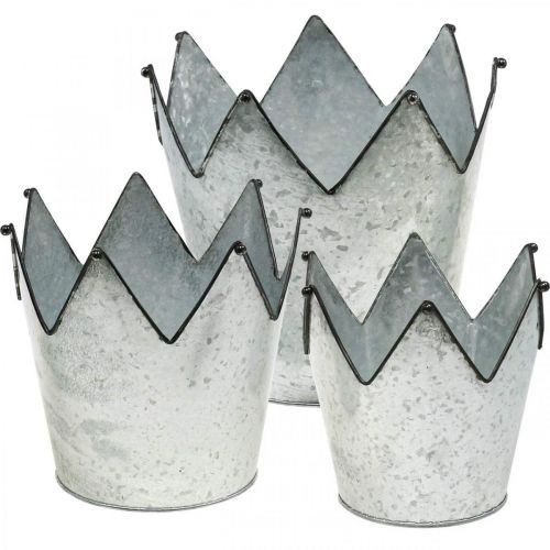 Article Jardinière couronne métal décoration zinc Ø21,5/19,5/17cm lot de 3