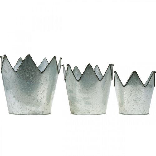 Article Jardinière couronne métal décoration zinc Ø21,5/19,5/17cm lot de 3