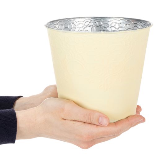 Article Pot de fleurs en métal, jaune pastel, Ø16cm H14cm