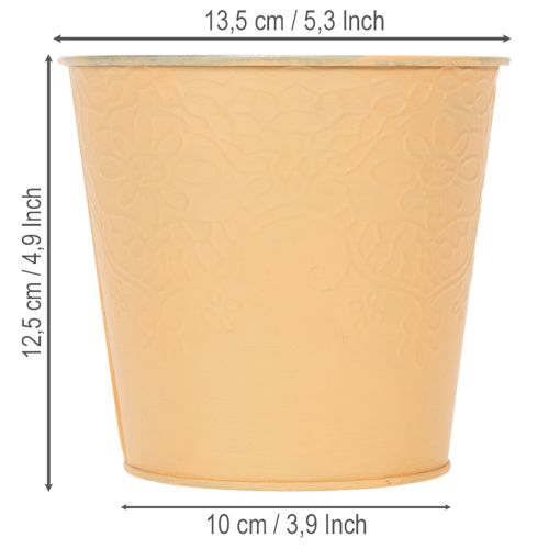 Article Pot de fleurs en métal, orange pastel, Ø 13,5 cm H 12,5 cm