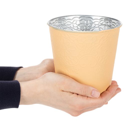 Article Pot de fleurs en métal, orange pastel, Ø 13,5 cm H 12,5 cm