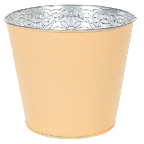 Floristik24 Pot de fleurs en métal, orange pastel, Ø16cm H14cm