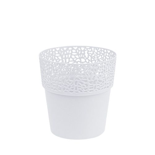 Floristik24 Jardinière en plastique blanc Ø11,5cm H12,5cm 1pc