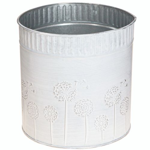 Floristik24 Jardinière Pissenlits Pot de fleurs en métal Blanc Ø15,5 cm H15,5 cm