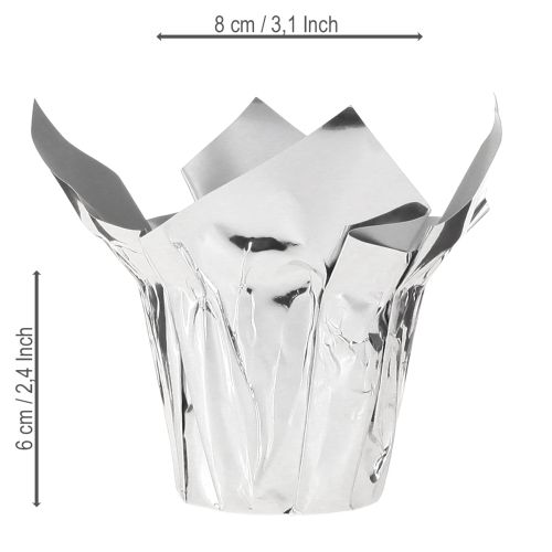 Article Jardinière argent brillant emballage cadeau Ø5,5cm H6cm 8 pcs