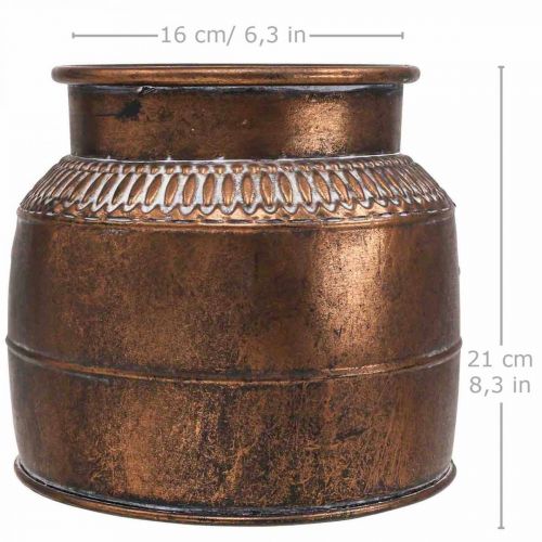 Floristik24 Jardinière grande jardinière décorative relief cuivre métal Ø22cm H21cm
