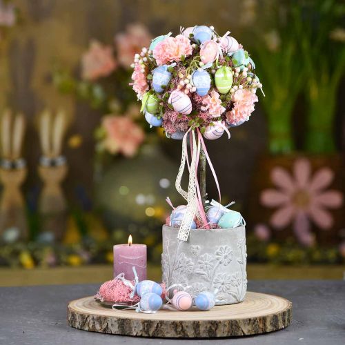 Floristik24 Jardinière en béton à motif fleuri jardinière Ø12.5cm H11cm 3pcs