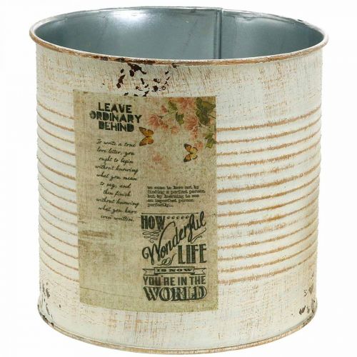 Pot de fleurs décoratif en métal crème Ø15,5cm H15cm