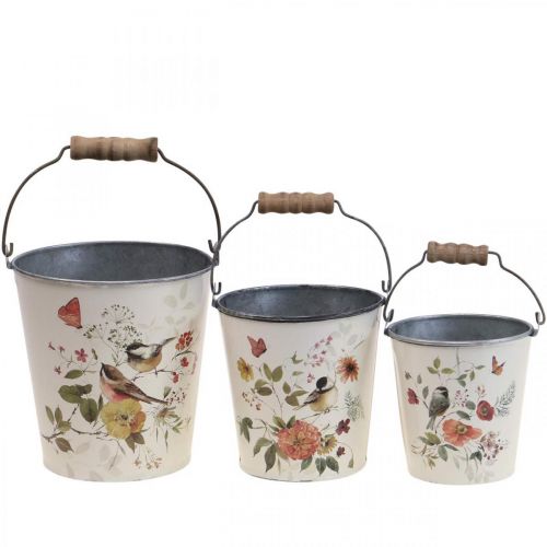 Floristik24 Jardinière seau métal avec anse Ø14/11,5/9,5cm lot de 3