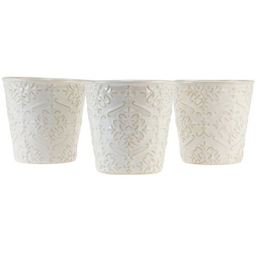 Article Jardinière Pot de Plante en Céramique Blanc Ø11cm H11cm 3pcs