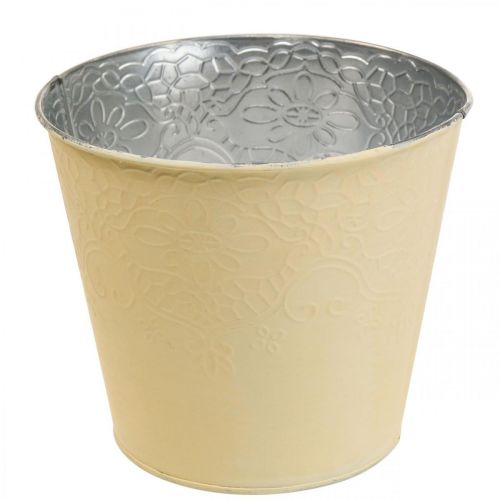 Floristik24 Cache-pot métal pot de fleur jaune pastel Ø12cm