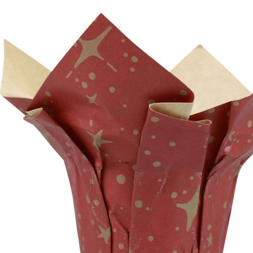 Jardinière papier étoiles rouge/anthracite/naturel Ø4,5cm H6cm 9 pièces
