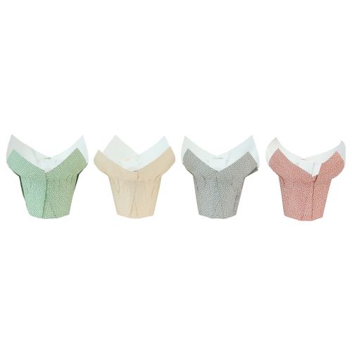 Jardinière papier à pois emballage cadeau fleurs Ø7cm H14cm 12pcs