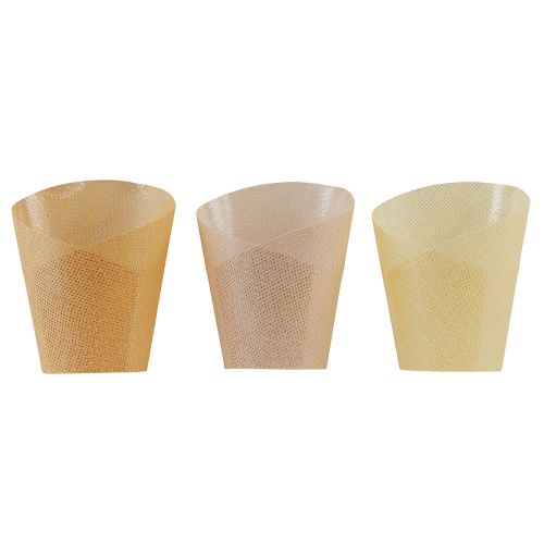 Article Jardinière papier tressé vanille, orange, rose Ø7cm H13cm 12pcs